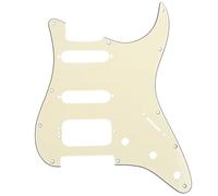 Musiclily Pro 11-Hole Round Corner HSS Guitar Strat Pickguard for USA/Mexican Stratocaster 4-screw Humbucking Mounting Open Pickup, 3Ply Cream