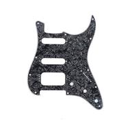 Musiclily Pro 11-Hole Round Corner HSS Guitar Strat Pickguard for USA/Mexican Stratocaster 4-screw Humbucking Mounting Open Pickup, 4Ply Black Pearl