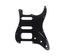 Musiclily Pro 11-Hole Round Corner HSS Guitar Strat Pickguard for USA/Mexican Stratocaster 4-screw Humbucking Mounting Open Pickup, 1Ply Glossy Black