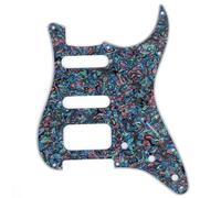 Musiclily Pro 11-Hole Round Corner HSS Guitar Strat Pickguard for USA/Mexican Stratocaster 4-screw Humbucking Mounting Open Pickup, 4Ply Abalone Shell