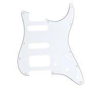 Musiclily Pro 11-Hole Round Corner HSS Guitar Strat Pickguard for USA/Mexican Stratocaster 4-screw Humbucking Mounting Open Pickup, 3Ply White