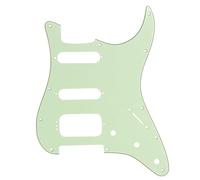 Musiclily Pro 11-Hole Round Corner HSS Guitar Strat Pickguard for USA/Mexican Stratocaster 4-screw Humbucking Mounting Open Pickup, 3Ply Mint Green