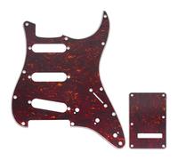 Musiclily Pro 11-Hole SSS ST Pickguard Backplate Set 4Ply Red Tortoise