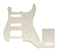 Musiclily Pro 11-Hole ST Guitar Pickguard and Backplate Set for Squier Sonic Strat HSS Electric Guitar, 4ply Aged White Pearl
