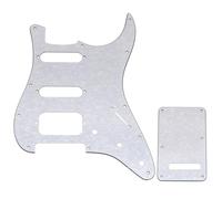 Musiclily Pro 11-Hole ST Guitar Pickguard and Backplate Set for Squier Sonic Strat HSS Electric Guitar, 4ply White Pearl