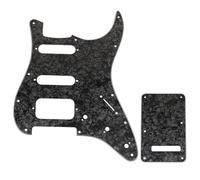 Musiclily Pro 11-Hole ST Guitar Pickguard and Backplate Set for Squier Sonic Strat HSS Electric Guitar, 4ply Black Pearl