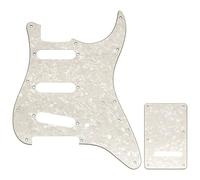 Musiclily Pro 11-Hole ST Guitar Pickguard and Backplate Set for Squier Sonic Strat SSS Electric Guitar, 4ply Aged White Pearl