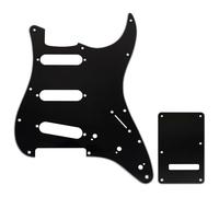 Musiclily Pro 11-Hole ST Guitar Pickguard and Backplate Set for Squier Sonic Strat SSS Electric Guitar, 3ply Black