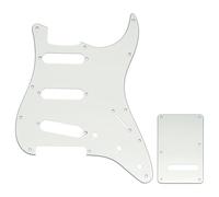 Musiclily Pro 11-Hole ST Guitar Pickguard and Backplate Set for Squier Sonic Strat SSS Electric Guitar, 3ply Aged White