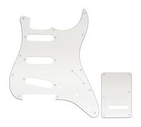 Musiclily Pro 11-Hole ST Guitar Pickguard and Backplate Set for Squier Sonic Strat SSS Electric Guitar, 3ply White