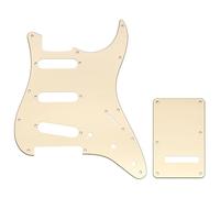 Musiclily Pro 11-Hole ST Guitar Pickguard and Backplate Set for Squier Sonic Strat SSS Electric Guitar, 3ply Cream