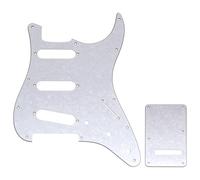 Musiclily Pro 11-Hole ST Guitar Pickguard and Backplate Set for Squier Sonic Strat SSS Electric Guitar, 4ply White Pearl