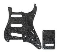 Musiclily Pro 11-Hole ST Guitar Pickguard and Backplate Set for Squier Sonic Strat SSS Electric Guitar, 4ply Black Pearl