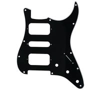 Musiclily Pro 11 Holes Round Corner HSH Strat Pickguard for American/Mexican Fender Standard Stratocaster Electric Guitar, 3Ply Black