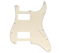 Musiclily Pro 11 Holes ST HH Guitar Pickguard Mini Switch 3Ply Cream | with Round Corner Uncovered Humbucker 2-Pot Layout, for Fender Squier Strat Style Electric Guitar