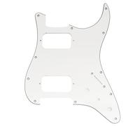 Musiclily Pro 11 Holes ST HH Guitar Pickguard Mini Switch 3Ply White | with Round Corner Uncovered Humbucker 2-Pot Layout, for Fender Squier Strat Style Electric Guitar