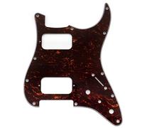 Musiclily Pro 11 Holes ST HH Guitar Pickguard Mini Switch 4Ply Red Tortoise | with Round Corner Uncovered Humbucker 2-Pot Layout, for Fender Squier Strat Style Electric Guitar