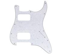 Musiclily Pro 11 Holes ST HH Guitar Pickguard Mini Switch 4Ply White Pearl | with Round Corner Uncovered Humbucker 2-Pot Layout, for Fender Squier Strat Style Electric Guitar