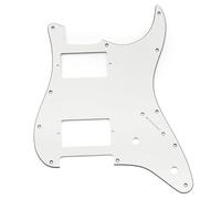 Musiclily Pro 11 Holes ST HH Guitar Pickguard with Covered Humbucker 2-Pot Layout for Fender Squier Strat Style Electric Guitar, 3ply White