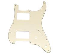 Musiclily Pro 11 Holes ST HH Guitar Pickguard with Covered Humbucker 2-Pot Layout for Fender Squier Strat Style Electric Guitar, 3ply Cream