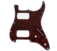 Musiclily Pro 11 Holes ST HH Guitar Pickguard with Round Corner Uncovered Humbucker 2-Pot Layout for Fender Squier Strat Style Electric Guitar, 4ply Red Tortoise