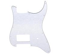 Musiclily Pro 11 Holes ST Style Guitar Pickguard, 4Ply White Pearl | Single Covered Humbucker and Pot Slot, For USA/Mexico Fender Tom Delonge Strat Style Electric Guitar