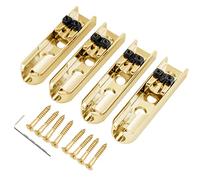 Musiclily Pro 15.5mm Individual Bass Bridge Single String Lock-Down Bass Bridge for 4-String Electric Bass, Gold (Set of 4)