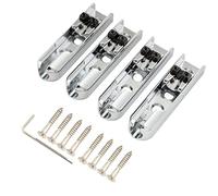 Musiclily Pro 15.5mm Individual Bass Bridge Single String Lock-Down Bass Bridge for 4-String Electric Bass, Chrome (Set of 4)