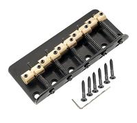 Musiclily Pro 18mm Classic Standard Top-loading 5-String Bass Bridge with Brass Saddle Steel Plate, Black