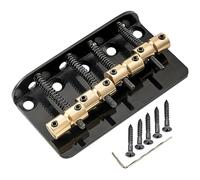 Musiclily Pro 19mm Bass Bridge Top-loading with Brass Saddles Steel Plate for 4-String Precision/Jazz Bass, Black
