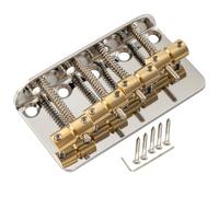 Musiclily Pro 19mm Classic Standard Top-loading 4-String Bass Bridge with Brass Saddle Steel Plate, Nickel