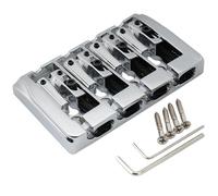 Musiclily Pro 19mm Locking Saddles Hard Zinc 4-String Bass Bridge, Chrome