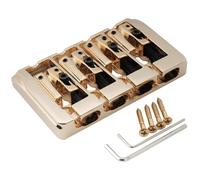 Musiclily Pro 19mm Locking Saddles Hard Zinc 4-String Bass Bridge, Gold