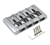 Musiclily Pro 19mm Pre-Radiused Hard Zinc 4-String Bass Bridge, Chrome