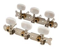 Musiclily Pro 3 on a Plate Acoustic Guitar Tuners Nickel with White Button