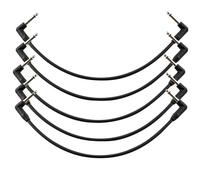Musiclily Pro 30cm Guitar Effect Pedal Patch Cables TS Cable with Right Angle 1/4 Inch 6.35mm Mono Plugs, Black (Set of 5)