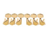 Musiclily Pro 3L+3R Guitar Locking Tuners 18:1 Ratio Lock String Tuning Key Pegs Machine Heads Replacement for LP SG Style Style Electric Folk or Acoustic Guitar, Gold with Big Hex Button