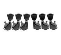 Musiclily Pro 3L+3R Guitar Locking Tuners 18:1 Ratio Lock String Tuning Key Pegs Machine Heads Replacement for LP SG Style Style Electric Folk or Acoustic Guitar, Black with Keystone Button