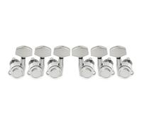 Musiclily Pro 3R3L 18:1 Ratio Full Sealed Locking Machine Heads Tuners Tuning Pegs Keys with Big Hex Button 45 Degree Screw for Acoustic Electric Guitar, Chrome