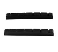 Musiclily Pro 42mm Urea Resin Plastic Electric Guitar Nuts, Black 2 Pcs | Flat Bottom, Slotted, for 6-string Strat Tele Style Electric Guitar