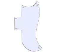 Musiclily Pro 5-Hole Small Half Face Guitar Pickguard Compatible with USA Les Paul American SG, 3Ply White