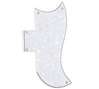 Musiclily Pro 5-Hole Small Half Face Guitar Pickguard Compatible with USA Les Paul American SG, 4Ply White Pearl