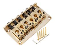 Musiclily Pro 52.5mm (2-1/16 inch) String Spacing Saddle Hardtail Fixed Bridge Non-Tremolo Bridge for Strat Tele Style Electric Guitar, Gold