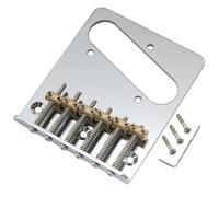 Musiclily Pro 54mm Tele Bridge with Modern Barrel Brass 6-Saddles and Steel Plate for Telecaster Style Electric Guitar, Chrome