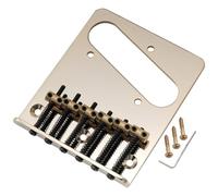 Musiclily Pro 54mm Tele Bridge with Modern Barrel Brass 6-Saddles and Steel Plate for Telecaster Style Electric Guitar, Gold