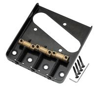 Musiclily Pro 54mm Tele Bridge with Vintage Barrel Brass 3-Saddles Steel Plate for Squier Import Telecaster Style Electric Guitar, Black