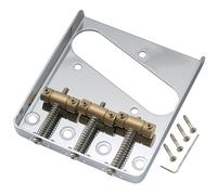 Musiclily Pro 54mm Tele Bridge with Vintage Barrel Brass 3-Saddles Steel Plate for Squier Import Telecaster Style Electric Guitar, Chrome