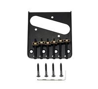 Musiclily Pro 54mm Tele Bridge with Vintage Barrel Brass 6-Saddles Steel Plate for Squier Import Telecaster Style Electric Guitar, Black