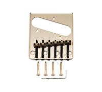 Musiclily Pro 54mm Tele Bridge with Vintage Barrel Brass 6-Saddles Steel Plate for Squier Import Telecaster Style Electric Guitar, Gold