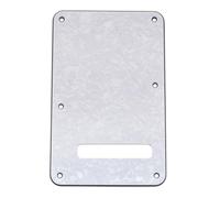 Musiclily Pro 6-Hole ST Guitar Backplate for Squier Sonic Strat HSS Electric Guitar, 4ply White Pearl